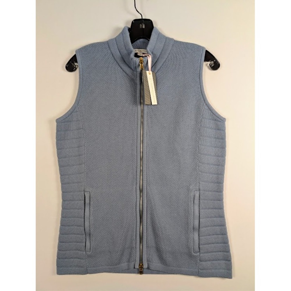 Fairway & Green Peyton Sweater Vest Womens S Slate Blue Pima Cotton‎ Full Zip